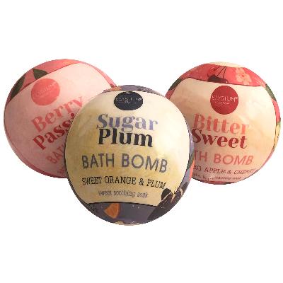 Elysium Spa Bath Bombs Fizzers Berry Passion, Bitter Sweet & Sugar Plum 3 x 150g bath galaxy