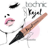 Technic Kajal Eyeliner Crayon BLACK Kohl Liner Pencil Stick - Smokey Eyes - Soft