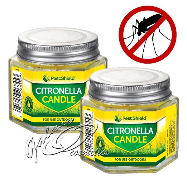 2 x Citronella Fragranced Glass Candle Jars Outdoor Garden Insect Deterrent candles Candles & Home Fragrance citronella galaxy other citronella