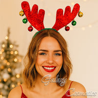 Reindeer Red Antler Headband with Christmas Baubles