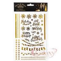 Gold Foil Xmas Themed Glass Stickers - Wine Champagne Glasses Decals