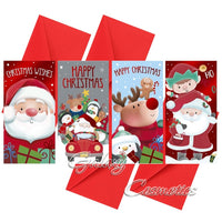 Christmas Money Wallets Gift Card Cash Voucher Holders With Envelopes 4 Pack #2 Santa & Friends Christmas seasonal