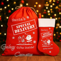 Large Christmas Santa's Special Delivery Sack or Stocking Present Gift Bag Christmas seasonal