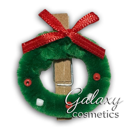 5x Wooden Mini Wreath Present Toppers Christmas Card Pegs Festive Hanging Decor Christmas seasonal