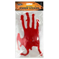 2 x Zombie Bloody Hands Gel Window Stickers Spooky Horror Halloween decoration
