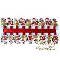 18x Christmas Card Holder Wooden Pegs & Ribbon Santa & Rudolph Christmas seasonal