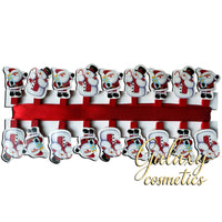 18x Christmas Card Holder Wooden Pegs & Ribbon Santa & Snowman Christmas seasonal