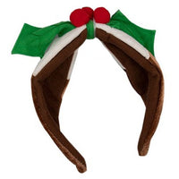 Christmas Pudding Headband with Holly & Berries
