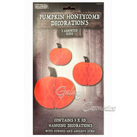 3D Pumpkin Honeycomb Paper Hanging Decor 3 pack