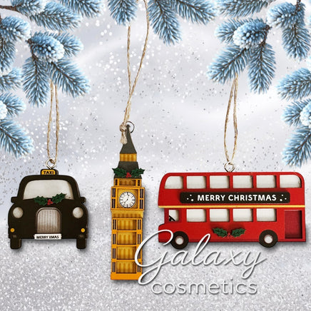 Sass & Belle London Wooden Hanging Decoration Set 3 Default Title Christmas seasonal
