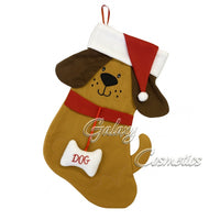Pets Dog Cat Christmas Stocking Present Gift Bag from Santa Hanging Reusable Brown Dog 21 x 47cm Christmas seasonal