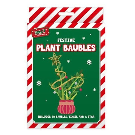 Festive Plant Decoration Kit: Christmas Mini Baubles, Tinsel & Star Christmas seasonal tiny
