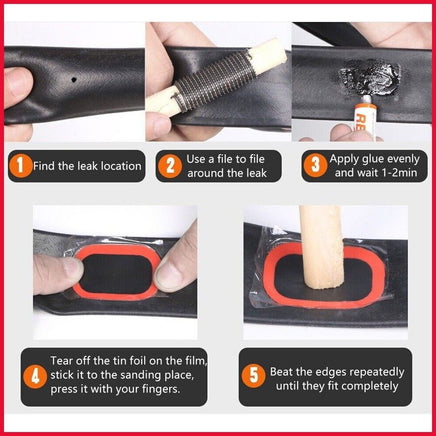 Roadster 49pc PUNCTURE REPAIR Kit Patches & Rubber Cement Glue Bicycle Tire home tiny