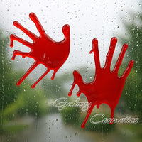 2 x Zombie Bloody Hands Gel Window Stickers Spooky Horror Halloween decoration
