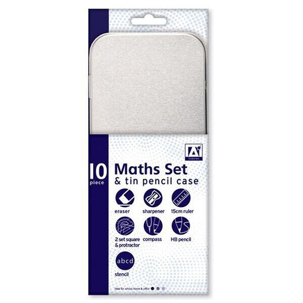 A* Stationery School Math Set in a Tin, Kids Geometry Box kids tiny