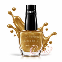 Max Factor Nailfinity X Gel Colour Nail Polish 12ml 705 Award Night - gold shimmer makeup Nails