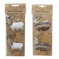 Traditional Wooden Reindeer Christmas Tree Decoration Hanging Ornaments 2 pack Christmas seasonal tiny