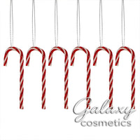 Candy Cane Hanging Ornaments Red & White Acrylic Christmas Tree Décor 6 Pack Christmas seasonal
