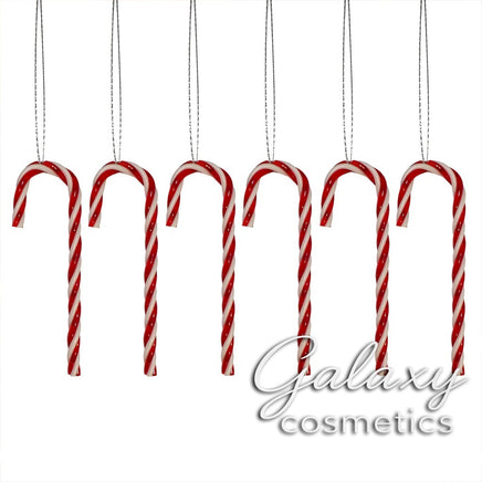 Candy Cane Hanging Ornaments Red & White Acrylic Christmas Tree Décor 6 Pack Christmas seasonal