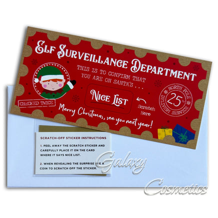 Christmas Santa's Nice List Certificate Card Scratch & Reveal Elf Report Christmas seasonal