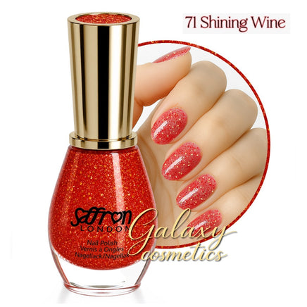 Saffron Glitter Nail Polish 71 Red & Gold glitter fancy glitter makeup Nails