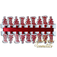 18x Christmas Card Holder Wooden Pegs & Ribbon Christmas Tree & Stocking Christmas seasonal