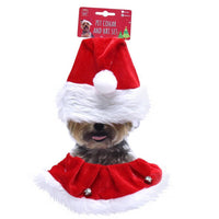 Dog Christmas Santa Hat and Collar Set - Pet Xmas Costume Funny Puppy Outfit Christmas seasonal