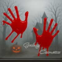 2 x Zombie Bloody Hands Gel Window Stickers Spooky Horror Halloween decoration