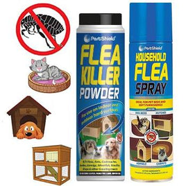Pest Shield Household Flea Killer Spray or Powder Indoor & Outdoor Beds Carpets home Home & Garden pets tiny