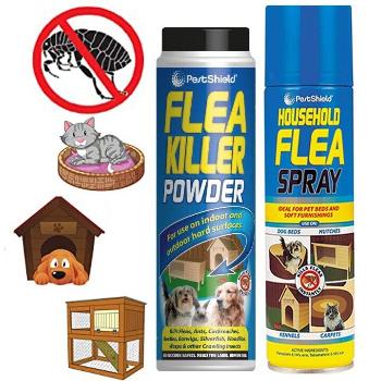 Pest Shield Household Flea Killer Spray or Powder Indoor & Outdoor Beds Carpets home Home & Garden pets tiny