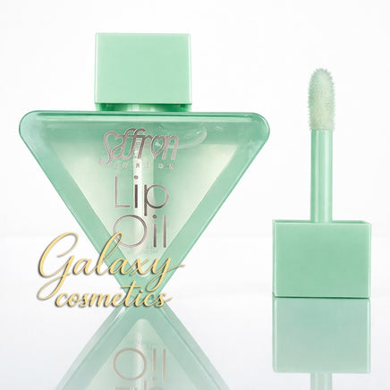 Saffron Lip Oil High Shine Moisturizing Clear Lip Gloss Treatment Mineral Oil Green Lips makeup