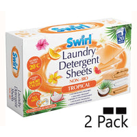 2x 20 Swirl Laundry Detergent Sheets Non Bio 40 WASHES for Home or Travel Tropical home tiny