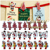 18x Christmas Card Holder Wooden Pegs & Ribbon Christmas seasonal