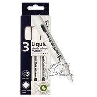 3x WHITE Liquid Chalk Marker Pens for Glass Windows Mirrors Christmas decoration Christmas seasonal