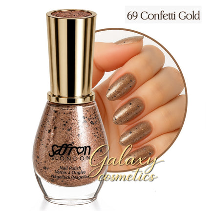 Saffron Glitter Nail Polish 69 Confetti Gold-Polka dots fancy glitter makeup Nails