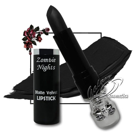 Zombie Nights Matte Black lipstick True Ebony Halloween Gothic Makeup by Saffron Default Title galaxy halloween halloweenmakeup lips lipstick makeup seasonal