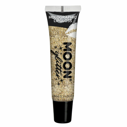 Holographic Glitter Lipgloss by Moon Creations Gold fancy glitter Lips makeup
