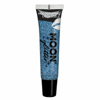 Holographic Glitter Lipgloss by Moon Creations Blue fancy glitter Lips makeup