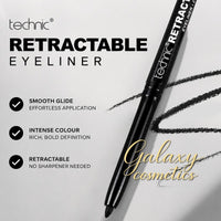 Technic Retractable Eyeliner Black Long Lasting Smudge Proof Twist Up Eye Pencil