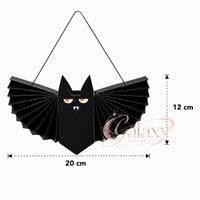 3x Halloween Hanging Paper Bats Black 3D Decor