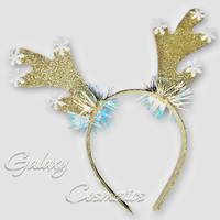 Gold Glitter Reindeer Antler Christmas Headband