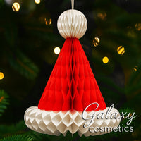 Christmas Honeycomb Santa Hat Decoration 30cm – Hanging Paper Party Ornament Default Title Christmas seasonal