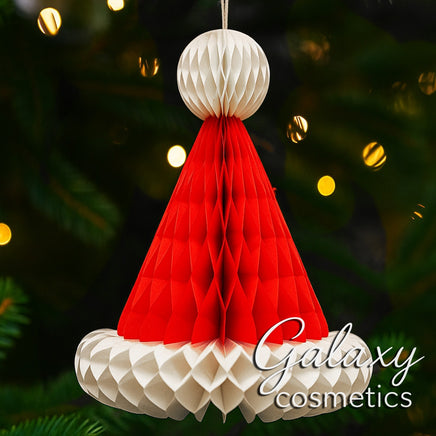 Christmas Honeycomb Santa Hat Decoration 30cm – Hanging Paper Party Ornament Default Title Christmas seasonal
