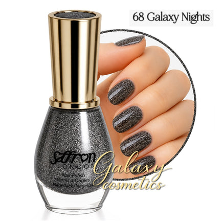 Saffron Glitter Nail Polish 68 Black polish-Silver glitter fancy glitter makeup Nails