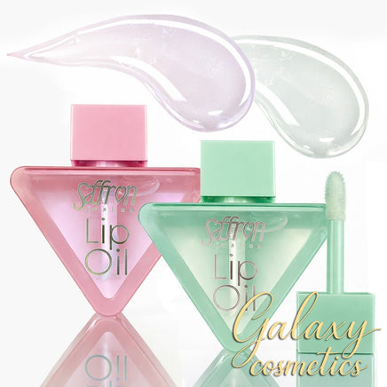 Saffron Lip Oil High Shine Moisturizing Clear Lip Gloss Treatment Mineral Oil Lips makeup