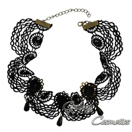 BLACK Lace Choker with Gems Necklace Gothic Victorian Vampire Witch Halloween