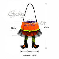 Halloween Trick or Treat Pumpkin Bag with Witch Legs