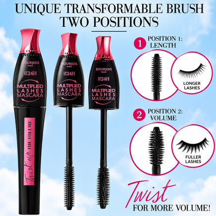 Bourjois Twist Up The Volume 24HR Mascara 23 Black 8ml 2-in-1 Brush Eyes makeup mascara