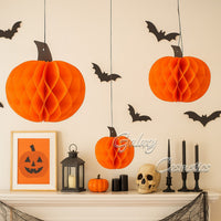 3D Pumpkin Honeycomb Paper Hanging Decor 3 pack