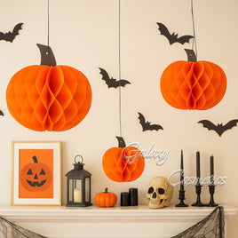 3D Pumpkin Honeycomb Paper Hanging Decor 3 pack